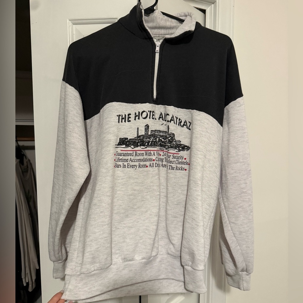 Alcatraz Black & Light Gray Half-Zip Pullover Sweater